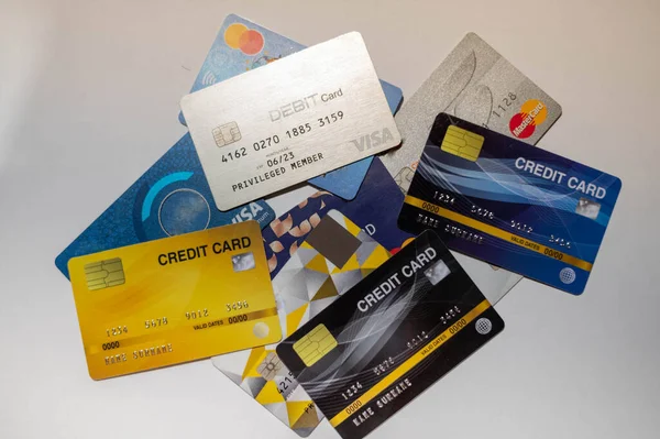 The pile of credit card prepare for customer and entrepreneur using for online shopping, e-commerse, business and internet banking.