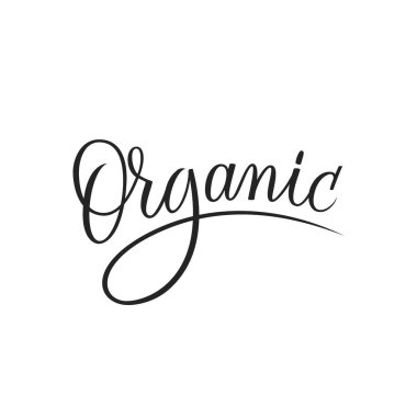 Organik vektör harfleri. Modern hat sanatı. Kaliteli kalite, vegan, yeşil yaşam, doğal ürün çizimi. Sağlıklı yaşam tarzı logosu