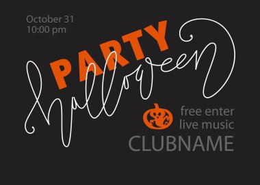 El çizimi Cadılar Bayramı mektupları poster, kart, kulüp partisi davetiyesi, afiş.