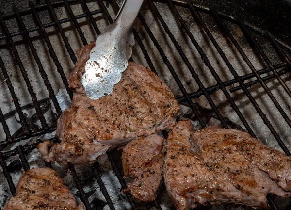Beef Steak Being Cooked South Africa Braai Barbeque — Stock Photo, Image