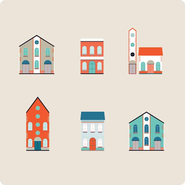 Ev ayarlayın. Renkli ev simgesini koleksiyonu — Stok Vektör