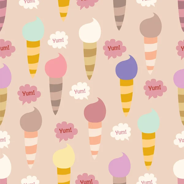 Lovely ice - cream cones seamless background pattern — Stock Vector