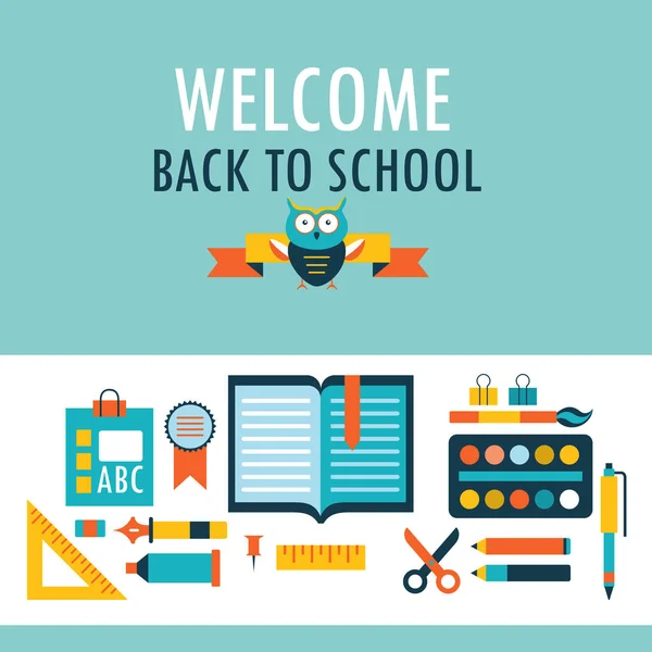 Back to school background with study theme icons — Stock Vector