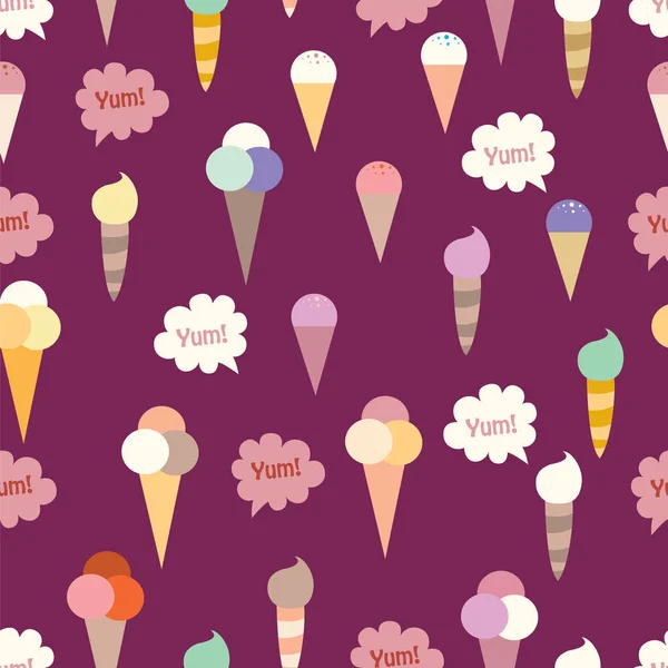 Lovely ice - cream cones seamless background pattern — Stock Vector