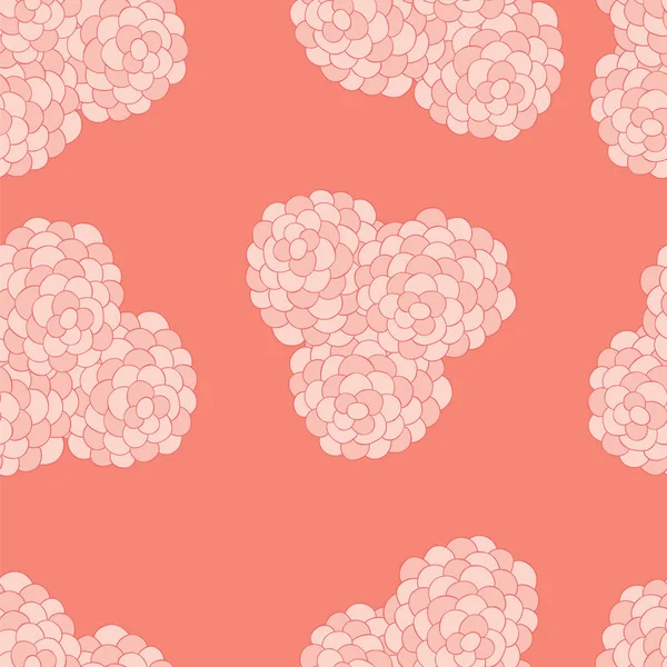 Modèle de fond floral sans couture. Thème nature, éléments abstraits dessinés à la main, pivoine simplifiée, chrysanthème, fleurs dorées . — Image vectorielle