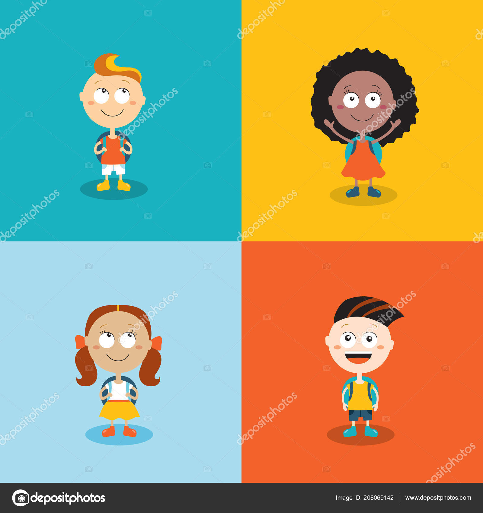 Cute Kids Ready Go Back To School Cartoon Characters Set Vector Image By C Anttoniu Vector Stock Cute Kids Ready Go Back To School Cartoon Characters Set Vector Image By C Anttoniu Vector Stock