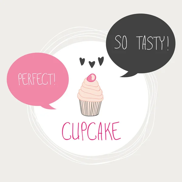 Mooie prachtige yummy cartoon cupcake — Stockvector