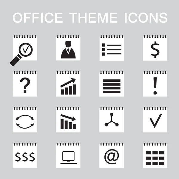 Conjunto de 16 iconos web para negocios, tema de oficina — Vector de stock