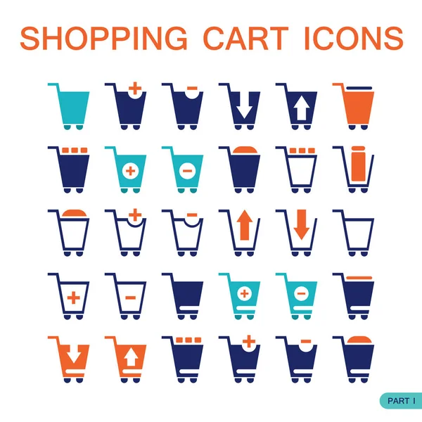 Set di icone del carrello della spesa per il web. Negozio on-line, comprare e vendere concetto — Vettoriale Stock