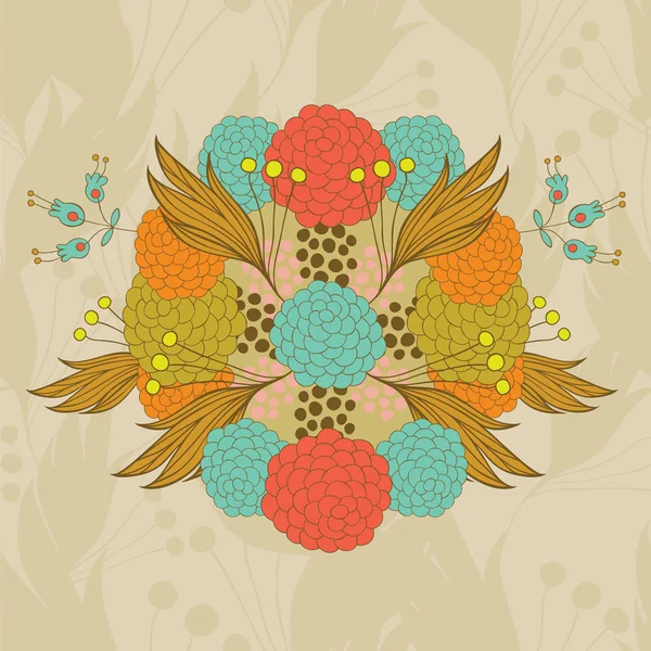 Patrón floral colorido dibujado a mano — Vector de stock