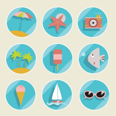 Yaz öğeleri kümesi. Yaz tatil kavramı.