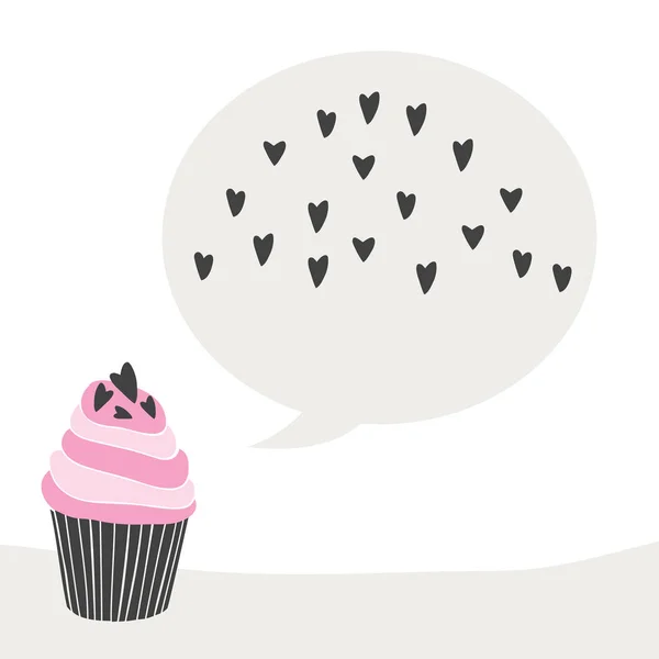 Adorável bonito gostoso cupcake dos desenhos animados — Vetor de Stock