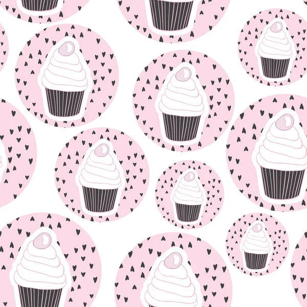 Magnifique délicieux cupcake motif de fond sans couture — Image vectorielle