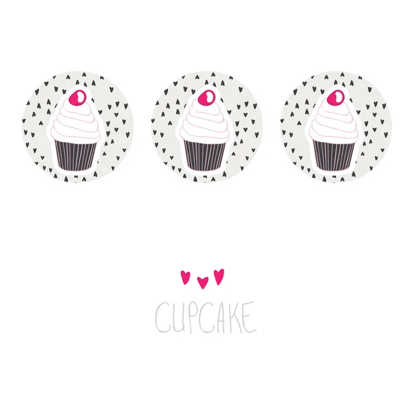 Charmant beau délicieux cupcake de dessin animé — Image vectorielle