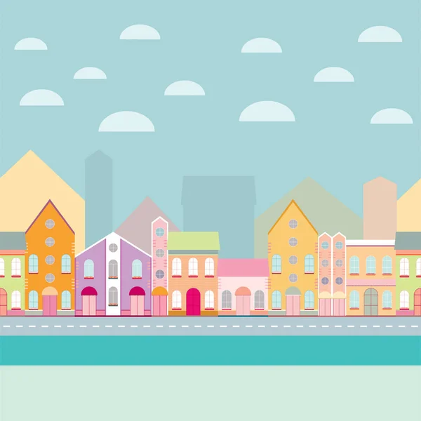 House buildings, home seamless background pattern