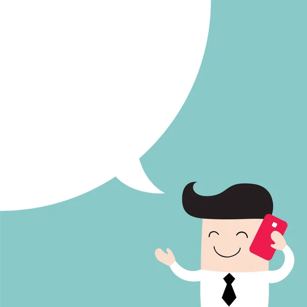 Happy businessman talking by the phone. Communication, business success concept — Stock Vector