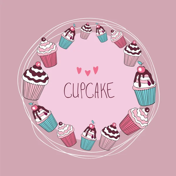 Belle Belle Illustration Vectorielle Cupcake Dessin Animé Délicieux — Image vectorielle
