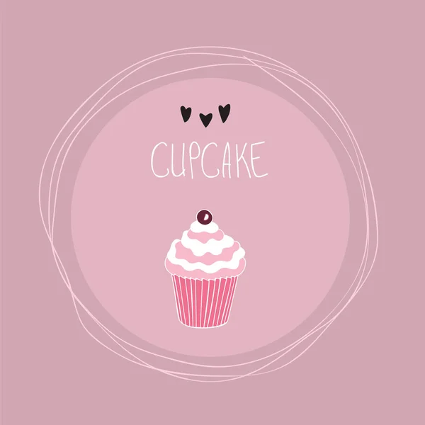 Charmant beau délicieux cupcake de dessin animé — Image vectorielle