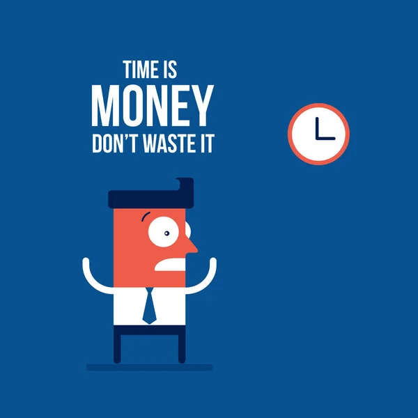 Time Money Concept Businessman Clocks Vector Illustration — Stock Vector