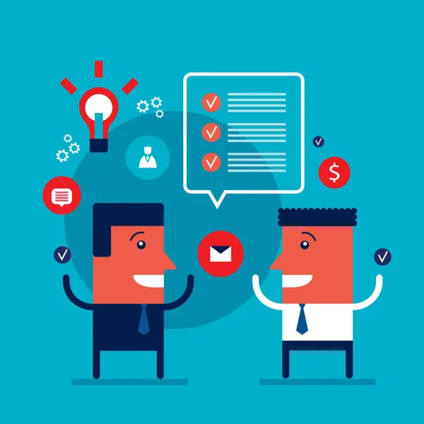 Happy Businessmen Talking Partnership Teamwork Business Success Vector Illustration — Stock Vector