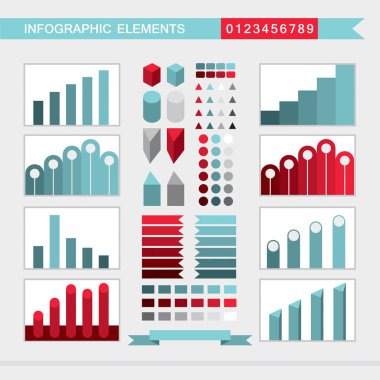 Infographic öğeleri grafikler, grafik, diyagram arrowssignsbars buttonsborders vb vektör çizim