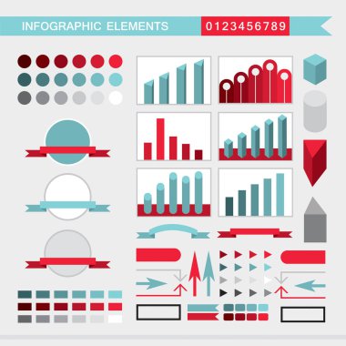 Infographic öğeleri grafikler, grafik, diyagram arrowssignsbars buttonsborders vb vektör çizim