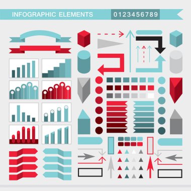 Infographic öğeleri grafikler, grafik, diyagram arrowssignsbars buttonsborders vb vektör çizim