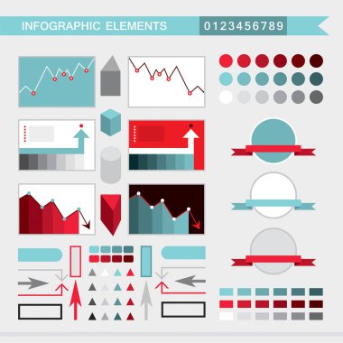 Infographic öğeleri grafikler, grafik, diyagram arrowssignsbars buttonsborders vb vektör çizim