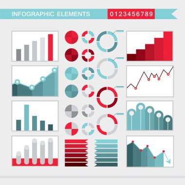 Infographic öğeleri grafikler, grafik, diyagram, oklar, signsbars buttonsborders vb vektör çizim seti