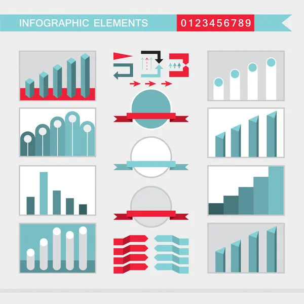 Infografik Elemente Diagramme Graphen Diagrammpfeilsignalbalkenbuttons Ränder Usw Vektorillustration — Stockvektor