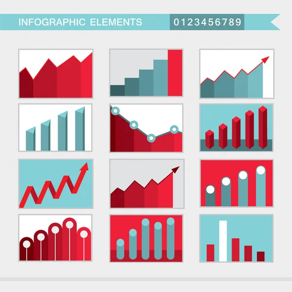 Infographic Elements Charts Graph Diagram Vector Illustration — Stock Vector