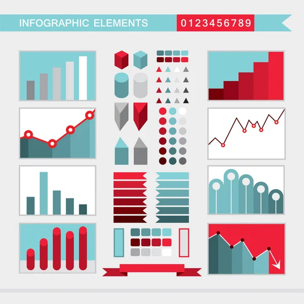 Infografik Elemente Diagramme Graphen Diagrammpfeilsignalbalkenbuttons Ränder Usw Vektorillustration — Stockvektor