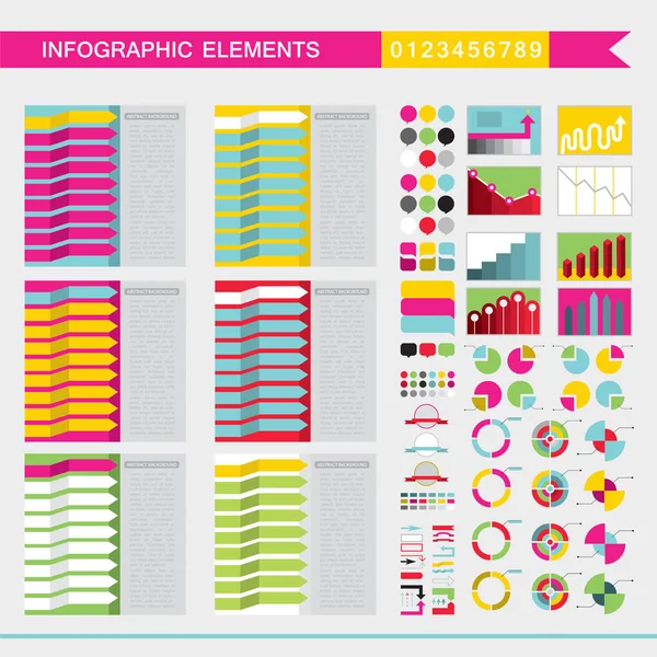 Set Von Bunten Infografik Elementen Diagramme Graphen Diagramme Pfeile Schilder — Stockvektor