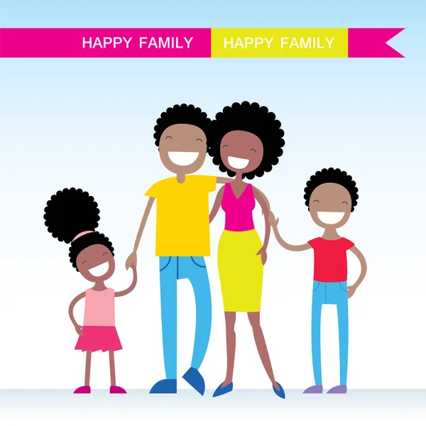 Portret Czterech Elementów Członkowskich African American Rodziny Pozowanie Razem Szczęśliwy — Wektor stockowy