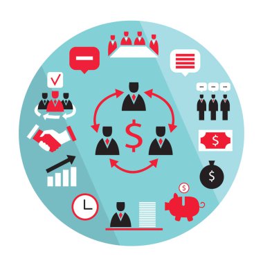 düz tasarım iş öğeleri karşılıklı para kumbara ortaklık kavramı vektör çizim kaydetme