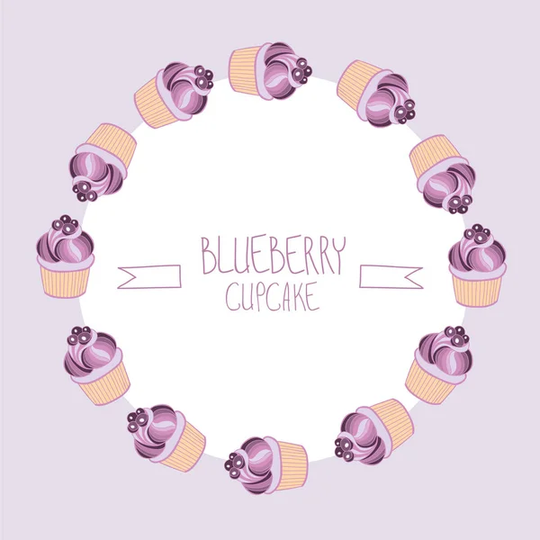 Schöne Schöne Leckere Blaubeer Cupcake Vektor Illustration — Stockvektor