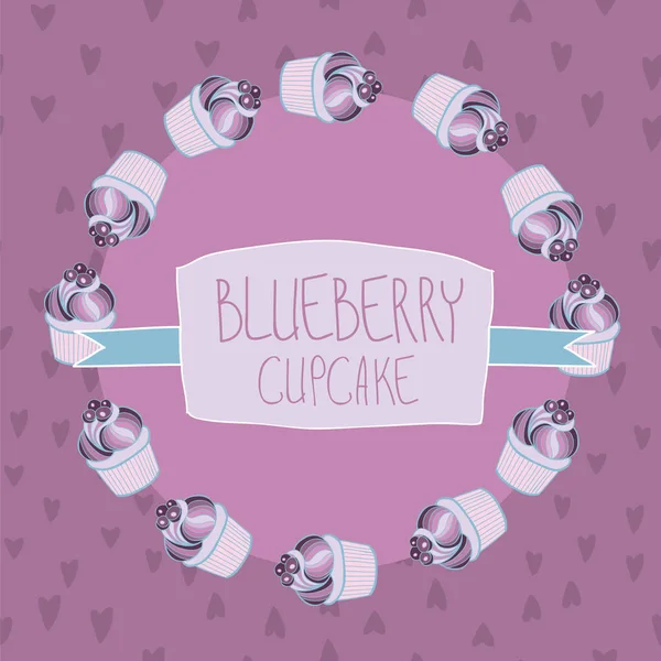 Schöne Schöne Leckere Blaubeer Cupcake Vektor Illustration — Stockvektor