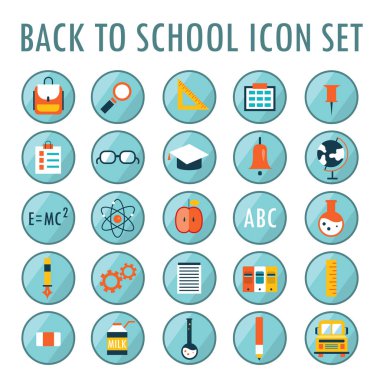 Geri okul Icon set için. Vektör çizim. Bölüm 1