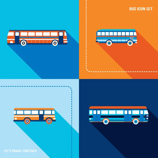 Bus icon set. Public transportation. Modern flat design style. Vector illustration