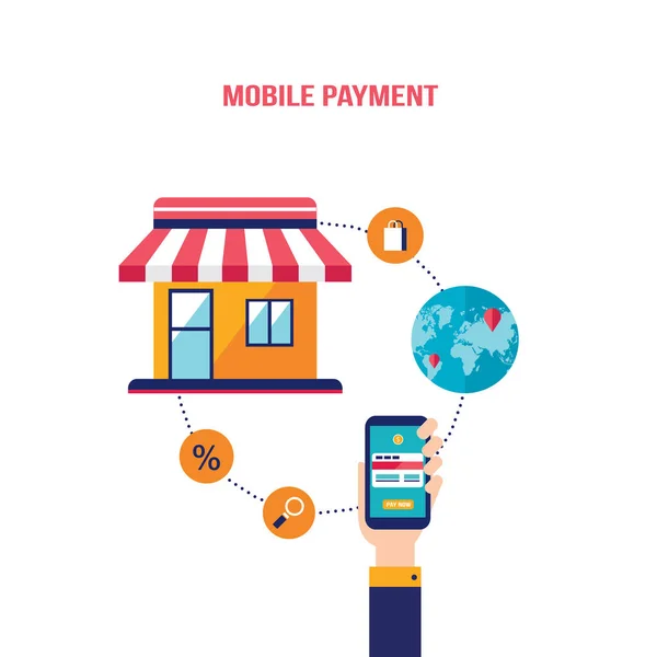 Mobile Payment Online Shopping Und Commerce Konzept Vektorillustration — Stockvektor