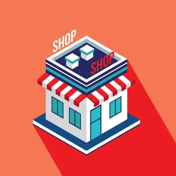 Immeuble Isométrique Plat Icône Magasin Boutique Shopping Commerce Concept Illustration — Image vectorielle