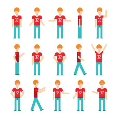 3. Modern düz tasarım çizgi film karakteri şık hipster adam vektör çizim ayarla.