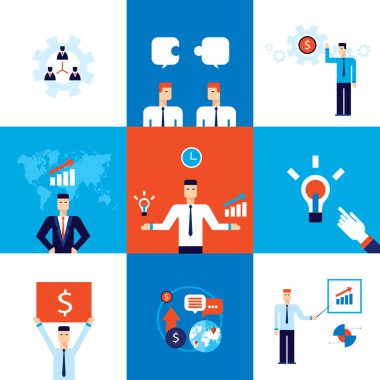 Başarılı iş ekip çalışması ortaklık başarı kar kavramı afiş vektör çizim ayarla