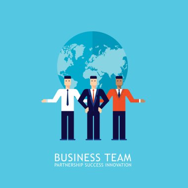 İşadamı ortaklık ekip çalışması işbirliği başarılı iş takım kavramı düz tasarlamak vektör çizim