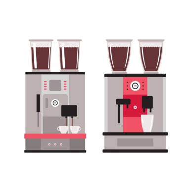 Kahve makinesi beyaz arka plan üzerinde mutfak aletleri vektör illüstrasyon izole.