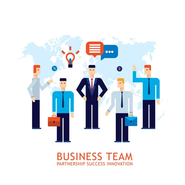 Zakenman Partnerschap Teamwerk Samenwerking Succesvol Business Team Flat Conceptontwerp Vectorillustratie — Stockvector