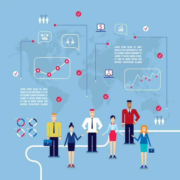 Business Team Infographie Groupe Personnes Créatives Concept Entreprise Réussi Illustration — Image vectorielle