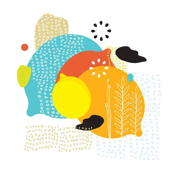 Mignon Coloré Floral Abstrait Éléments Conception Composition Style Scandinave Illustration — Image vectorielle
