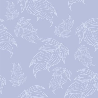 Mavi renkli kesintisiz çiçek arka plan deseni. Doğa teması, yaprakları, El - Soyut öğeler çizilmiş. Tekstil, kağıt, tebrik kartı, kartpostal tasarım şablonu.