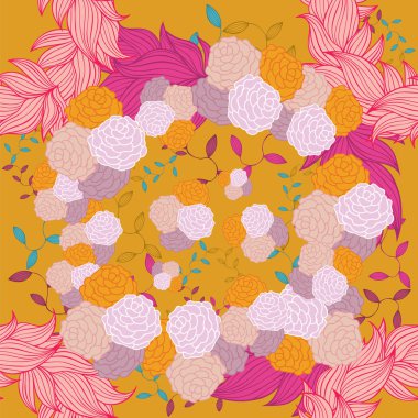 Renkli çiçek sorunsuz arka plan deseni. Duvar kağıdı, desen dolgularını, web sayfası arka planı, yüzey dokuları, tekstil tasarım şablonu. Vektör çizim